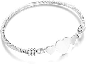 img 3 attached to 💎 Stylish Jude Jewelers Stainless Steel Triple Hearts Charm Bangle Bracelet for a Dash of Elegance