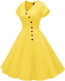 img 3 attached to Wedtrend Vintage Cocktail Rockabilly WTP60002YellowXXXL Women's Clothing and Dresses