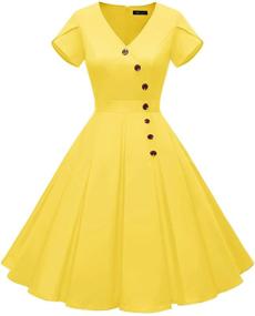 img 4 attached to Wedtrend Vintage Cocktail Rockabilly WTP60002YellowXXXL Women's Clothing and Dresses