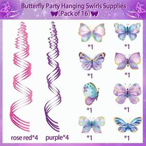 img 2 attached to 🦋 Butterfly Party Decorations - Hanging Swirl Decor, 16-Piece Butterfly Party Supplies for Birthday & Wedding, Ceiling Hanging Swirl Decorations - Home, Classroom & Baby Shower Supplies