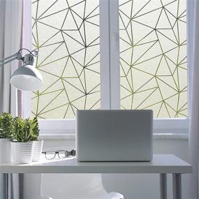 img 1 attached to 🔒 Beautysaid Window Film: Privacy & Decorative Static Cling | Anti-UV | Triangle Geometry | 11.8x78.7inch Frosted Glass Film for Living Room, Bathroom, Kitchen