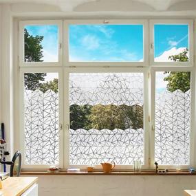 img 2 attached to 🔒 Beautysaid Window Film: Privacy & Decorative Static Cling | Anti-UV | Triangle Geometry | 11.8x78.7inch Frosted Glass Film for Living Room, Bathroom, Kitchen