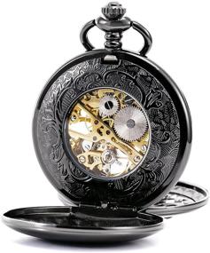 img 1 attached to 🌳 TREEWETO Vintage Mechanical Pocket Skeleton Watch