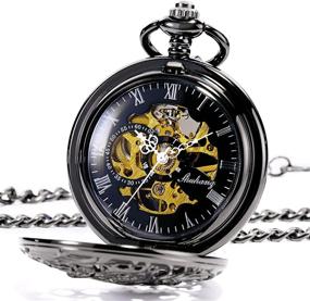 img 2 attached to 🌳 TREEWETO Vintage Mechanical Pocket Skeleton Watch