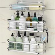 🛁 steugo shower caddy 3 pack | adhesive bathroom shower caddies with soap dish holder & 4 hooks | wall-mounted rustproof storage organizers - sus304 stainless steel logo