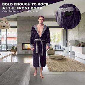 img 1 attached to 👘 Small Medium Black Grey Luxury Bathrobes with Hood