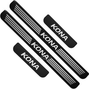 img 4 attached to MTAWD Stainless Car Door Sills Scuff Kick Plate Protectors For Hyundai KONA 2021 (Carbon)