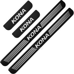 img 1 attached to MTAWD Stainless Car Door Sills Scuff Kick Plate Protectors For Hyundai KONA 2021 (Carbon)