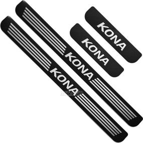 img 3 attached to MTAWD Stainless Car Door Sills Scuff Kick Plate Protectors For Hyundai KONA 2021 (Carbon)