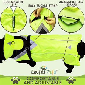 img 1 attached to Waterproof Dog Raincoat by Lautus Pets - Reflective, Yellow Jacket with Harness Hole for Small, Medium, and Large Dogs