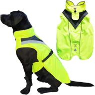 waterproof dog raincoat by lautus pets - reflective, yellow jacket with harness hole for small, medium, and large dogs logo