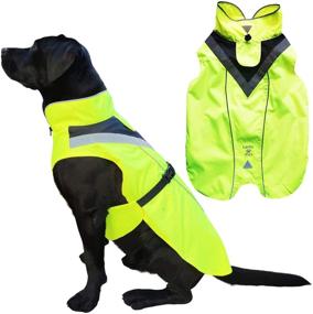 img 4 attached to Waterproof Dog Raincoat by Lautus Pets - Reflective, Yellow Jacket with Harness Hole for Small, Medium, and Large Dogs