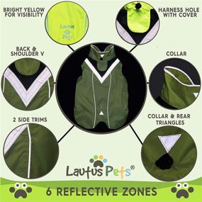 img 3 attached to Waterproof Dog Raincoat by Lautus Pets - Reflective, Yellow Jacket with Harness Hole for Small, Medium, and Large Dogs