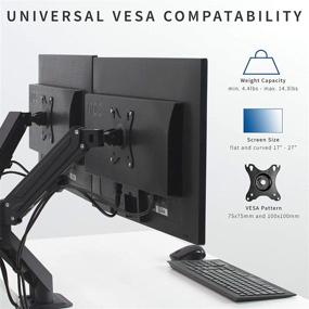 img 2 attached to 🖥️ VIVO Dual Monitor Desk Mount Stand - Articulating Pneumatic Spring Arm - Fits 17 to 27 inch Screens - Max VESA 100x100 - Black (STAND-V102O)