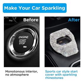 img 1 attached to 🚗 Bling Engine Start Stop Button Cover - Handmade Rhinestone Crystal Car Accessories for Women - Push to Start Sticker for Glamorous Interior Decoration (White)