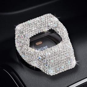 img 4 attached to 🚗 Bling Engine Start Stop Button Cover - Handmade Rhinestone Crystal Car Accessories for Women - Push to Start Sticker for Glamorous Interior Decoration (White)