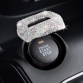 img 2 attached to 🚗 Bling Engine Start Stop Button Cover - Handmade Rhinestone Crystal Car Accessories for Women - Push to Start Sticker for Glamorous Interior Decoration (White)