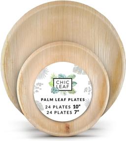 img 4 attached to Chic Leaf Eco-friendly Palm Leaf Plates - 10 Inch & 7 Inch Round Disposable Bamboo Party Pack (48 pk) Compostable and Biodegradable - Ideal Alternative to Plastic, Paper, and Wood Plates