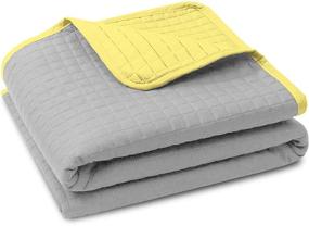 img 2 attached to 🛏️ HollyHOME Reversible Super Soft Solid Single Quilted Bed Quilt Bedspread Comforter Bed Cover, Yellow & Gray, King - Cozy and Stylish Bedroom Essential!