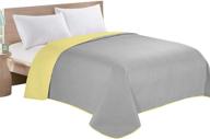 🛏️ hollyhome reversible super soft solid single quilted bed quilt bedspread comforter bed cover, yellow & gray, king - cozy and stylish bedroom essential! logo