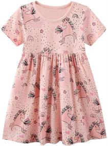 img 4 attached to 🦕 Cute and Stylish LNKXRTY Cotton Dresses with Cartoon Dinosaur Print for Girls