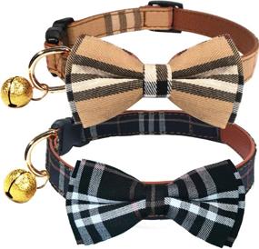 img 4 attached to 🐶 KUDES 2 Pack/Set Dog Collars with Bow Tie and Bells, Adjustable Cute Dog Bow Tie Collars for Small/Medium/Large Boys and Girls Pets - Enhance SEO