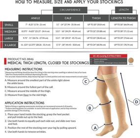 img 3 attached to Truform Compression Stockings: Thigh High, 🧦 30-40 mmHg Compression, Beige - X-Large Size