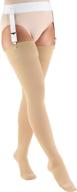 truform compression stockings: thigh high, 🧦 30-40 mmhg compression, beige - x-large size logo