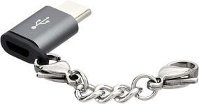 img 3 attached to 💡 Amazon Basics Алюминиевый адаптер Micro USB (женский) к USB-C (мужской) с брелоком - серый, 4 штуки: повышенная соединяемость для ваших устройств!