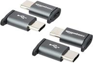 💡 amazon basics алюминиевый адаптер micro usb (женский) к usb-c (мужской) с брелоком - серый, 4 штуки: повышенная соединяемость для ваших устройств! логотип