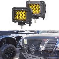 🔦 high-performance 2pcs 4" led work light bar: 72w 3000k yellow fog light for cars & motorcycles – waterproof, off-road modified lights logo