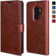 📱 ocase samsung galaxy s9 plus case - wallet case with tpu shockproof interior, card slot, kickstand, magnetic closure - brown leather flip case for samsung galaxy s9 plus logo