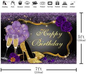 img 2 attached to High-quality 7x5FT Sweet Purple Happy Birthday Backdrop with Rose, Shiny Sequin, High Heels, Champagne, and Golden 🎉 Frame Glasses for Stunning Photography Background. Perfect Party Decorations for Adults, Women. Ideal Photo Booth Props and Banner.