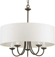 🏡 farmhouse chandelier light antique bronze with 5-light white textured linen drum shade collection логотип