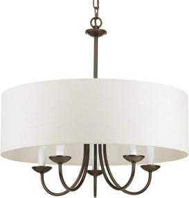 img 4 attached to 🏡 Farmhouse Chandelier Light Antique Bronze with 5-Light White Textured Linen Drum Shade Collection