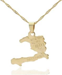 img 4 attached to PEAS Fashion Haiti Map Pendant Necklace - 18K Gold Plated Jewelry