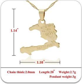 img 3 attached to PEAS Fashion Haiti Map Pendant Necklace - 18K Gold Plated Jewelry