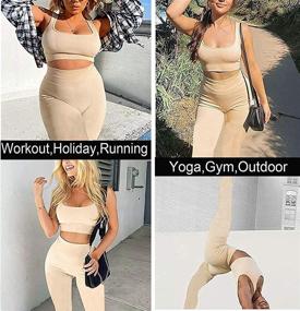 img 3 attached to Seamless Ribbed Tank Top and High Waist Yoga Shorts Set for Women's Workout - 2 Piece Gym Outfit