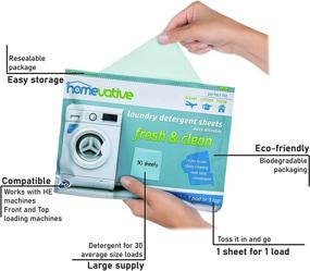 img 1 attached to 🌿 Homevative Eco-Friendly Laundry Detergent Sheets - Easy Dissolve, 30 Sheets, Fresh & Clean Scent - Perfect for Travel, College, Laundromat, and Home Use - Compatible with HE Machines