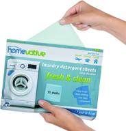 🌿 homevative eco-friendly laundry detergent sheets - easy dissolve, 30 sheets, fresh & clean scent - perfect for travel, college, laundromat, and home use - compatible with he machines logo