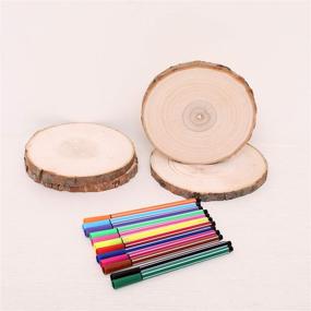 img 2 attached to 🌳 20 Pcs Natural Wood Coasters- 3.9-5.9 Inch Unfinished Wood Circles for Crafts, Rustic Round Platter with Bark Chips