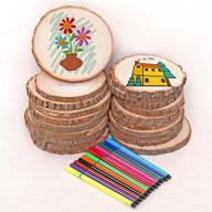 🌳 20 pcs natural wood coasters- 3.9-5.9 inch unfinished wood circles for crafts, rustic round platter with bark chips logo