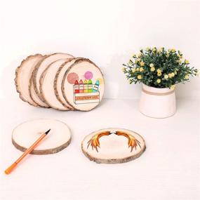 img 3 attached to 🌳 20 Pcs Natural Wood Coasters- 3.9-5.9 Inch Unfinished Wood Circles for Crafts, Rustic Round Platter with Bark Chips