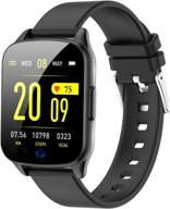 black waterproof fitness tracker watch with heart rate, blood pressure, oxygen monitor for women and men - smart exercise watch with weather, step, calorie counter логотип