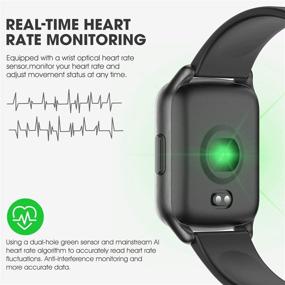 img 3 attached to Black Waterproof Fitness Tracker Watch with Heart Rate, Blood Pressure, Oxygen Monitor for Women and Men - Smart Exercise Watch with Weather, Step, Calorie Counter