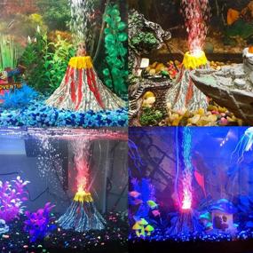 img 2 attached to 🌋 Uniclife Aquarium Decorations Volcano Ornament with Red LED Light - Enhance your tank with Stunning Visuals and Air Bubbler Stone Kit (Air Pump Not Included)