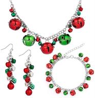 stunning silver red green christmas jingle bell jewelry set - perfect stocking stuffers for women and teen girls logo