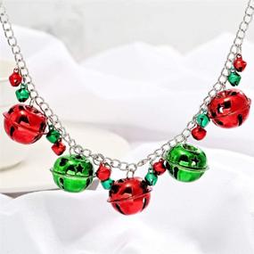 img 1 attached to Stunning Silver Red Green Christmas Jingle Bell Jewelry Set - Perfect Stocking Stuffers for Women and Teen Girls