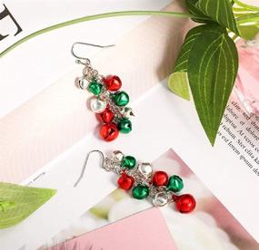 img 3 attached to Stunning Silver Red Green Christmas Jingle Bell Jewelry Set - Perfect Stocking Stuffers for Women and Teen Girls