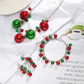 img 2 attached to Stunning Silver Red Green Christmas Jingle Bell Jewelry Set - Perfect Stocking Stuffers for Women and Teen Girls